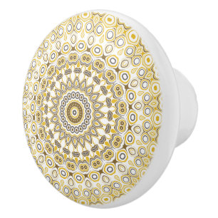 Goldenes gelbes Mandala-Muster Keramikknauf