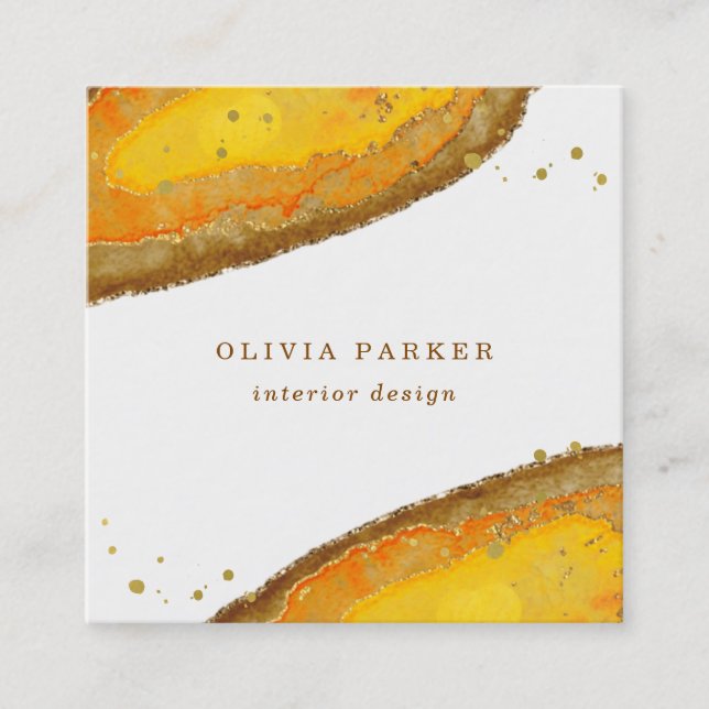 Goldenes Geode | Aquarell Quadratische Visitenkarte (Vorderseite)