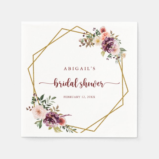 Goldenes geometrisches Brautparty Napkins Serviette (Vorderseite)
