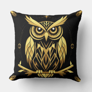 Goldenes geometrisches Eulen-Statement-Homedekor-A Kissen