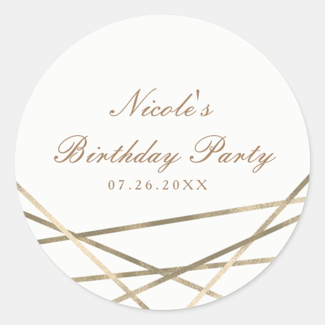 Goldenes geometrisches Gastgeschenk Runder Aufkleber (Vorderseite)