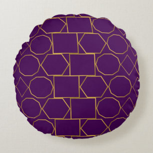Goldenes geometrisches Muster Rundes Kissen