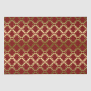Goldenes geometrisches Muster über burgundy Hinter Seidenpapier
