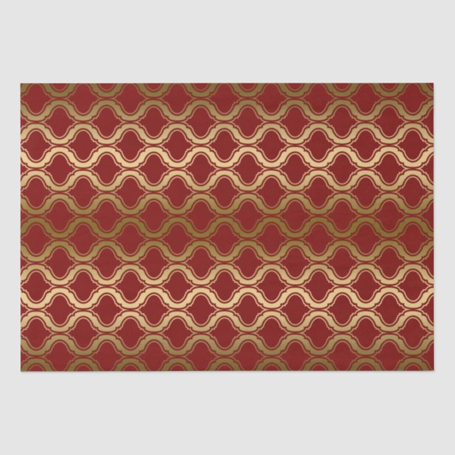 Goldenes geometrisches Muster über burgundy Hinter Seidenpapier (Vorderseite)