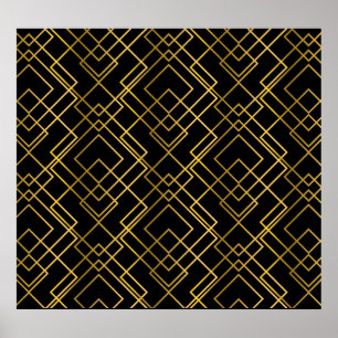 Goldenes geometrisches, nahtloses Rhombus-Muster. Poster