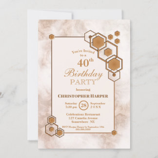 Goldenes geometrisches Party 40. Geburtstag Einladung