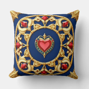 Goldenes Gerahmtes Herzmotiv mit Verziertem Design Kissen