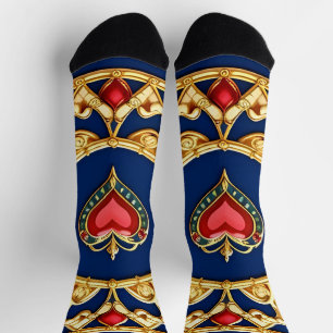 Goldenes Gerahmtes Herzmotiv mit Verziertem Design Socken
