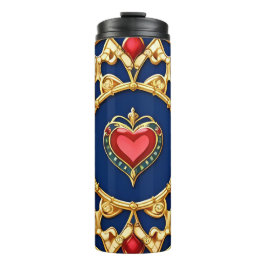 Goldenes Gerahmtes Herzmotiv mit Verziertem Design Thermosbecher