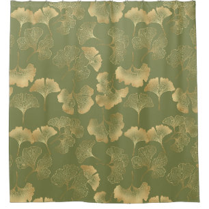 Goldenes Ginkgo-Herbstmuster Duschvorhang
