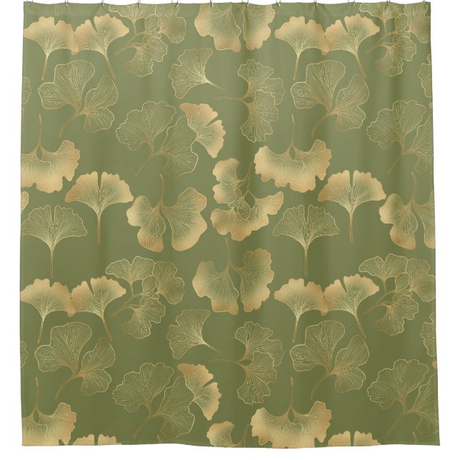 Goldenes Ginkgo-Herbstmuster Duschvorhang (Vorderseite)