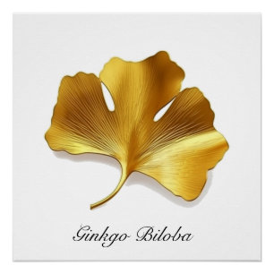 Goldenes Ginkgoblatt - Symbol für Langlebigkeit un Poster