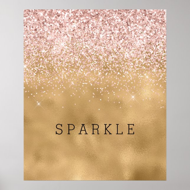 Goldenes Glam Rosa Glitzer Sparkasse Poster (Vorne)
