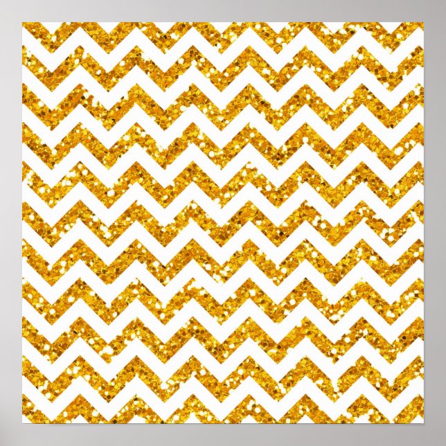 Goldenes Glitter-Chevron-Muster Poster (Vorne)