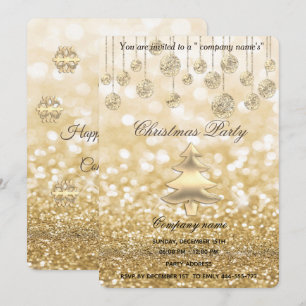 goldenes glitteriges Weihnachtsgeschenk für Untern Einladung