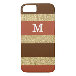 goldenes Glitzer und braune Streifen, monogramm Case-Mate iPhone Hülle