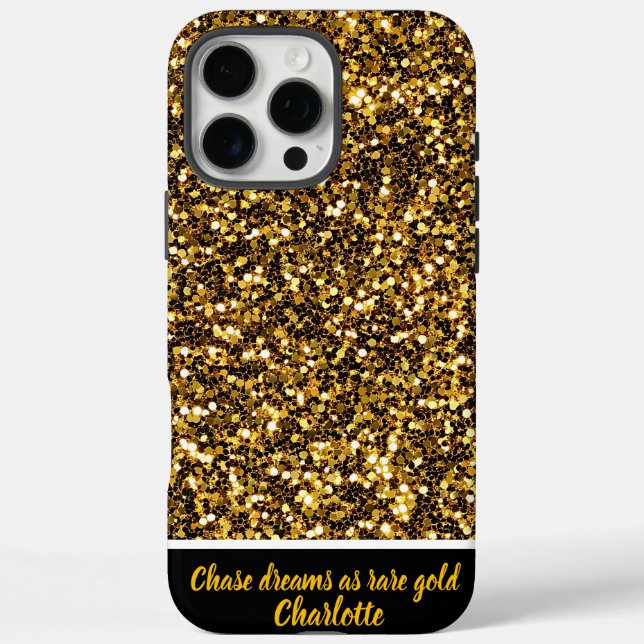 Goldenes Glitzern, das hell funkelt iPhone 16 Pro Max Hülle (Rückseite)