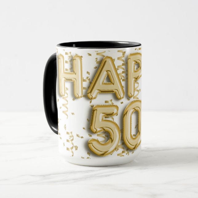 Goldenes Glück 50. Geburtstag Tasse (Vorderseite Links)
