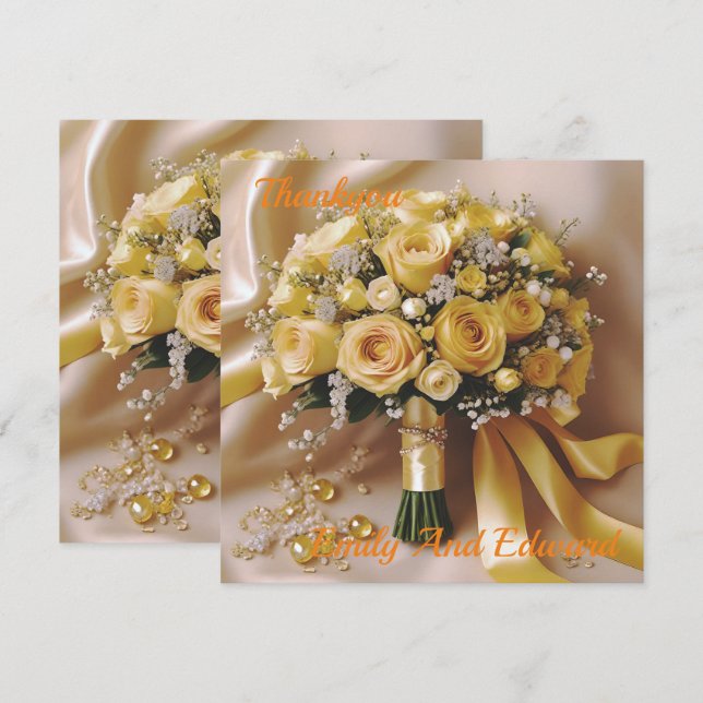 "Goldenes Glühen: Eine gefällige Rose Bouquet der  Dankeskarte (Vorne/Hinten)