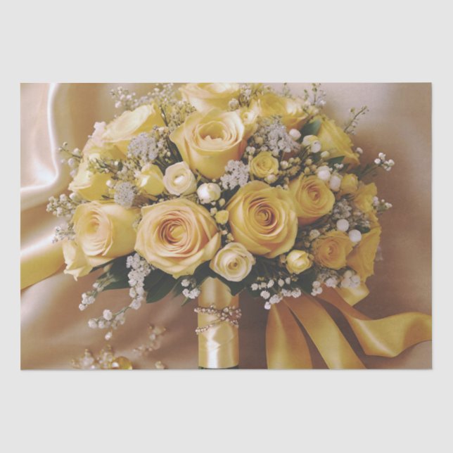 "Goldenes Glühen: Eine gefällige Rose Bouquet der  Seidenpapier (Vorderseite)
