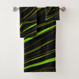 Goldenes Gras oder gewellt grüne, lange Striche au Badhandtuch Set