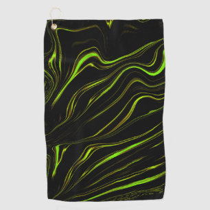 Goldenes Gras, weiche grüne, lange Spuren auf schw Golfhandtuch