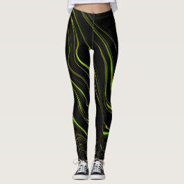 Goldenes Gras, weiche grüne, lange Spuren auf schw Leggings