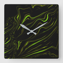 Goldenes Gras, weiche grüne, lange Spuren auf schw Quadratische Wanduhr