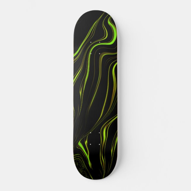Goldenes Gras, weiche grüne, lange Spuren auf schw Skateboard (Vorderseite)