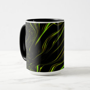 Goldenes Gras, weiche grüne, lange Spuren auf schw Tasse