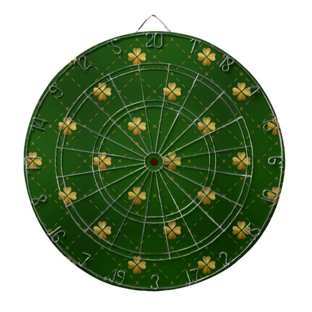 Goldenes grünes Klee-Muster Dartscheibe (vorne)