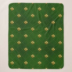 Goldenes grünes Klee-Muster Sherpadecke