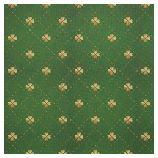 Goldenes grünes Klee-Muster Stoff (Muster)