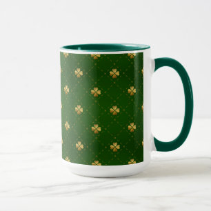 Goldenes grünes Klee-Muster Tasse