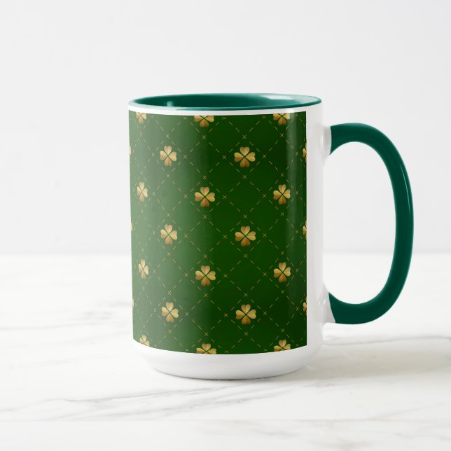 Goldenes grünes Klee-Muster Tasse (Rechts)