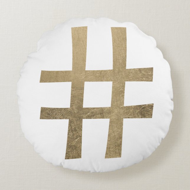 Goldenes Hashtag Rundes Kissen (Vorderseite)