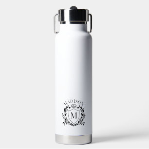 Goldenes Heraldik-Wappenkronen-Monogramm Trinkflasche