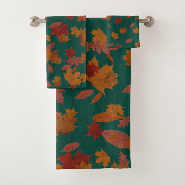 Goldenes Herbst-Blätter auf kundenspezifischem Badhandtuch Set (Insitu)