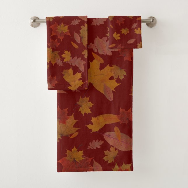 Goldenes Herbst-Blätter auf kundenspezifischem Badhandtuch Set (Insitu)