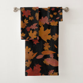 Goldenes Herbst-Blätter auf kundenspezifischem Badhandtuch Set
