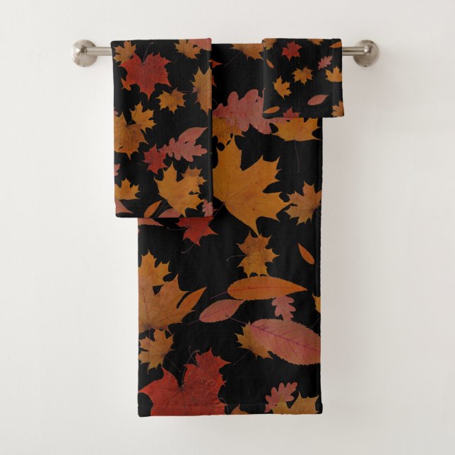 Goldenes Herbst-Blätter auf kundenspezifischem Badhandtuch Set (Insitu)