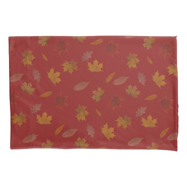 Goldenes Herbst-Blätter auf roter Kissenbezug (Vorderseite)