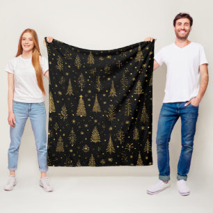 Goldenes Herbst-Weihnachts-Botanik-Muster (2) Fleecedecke