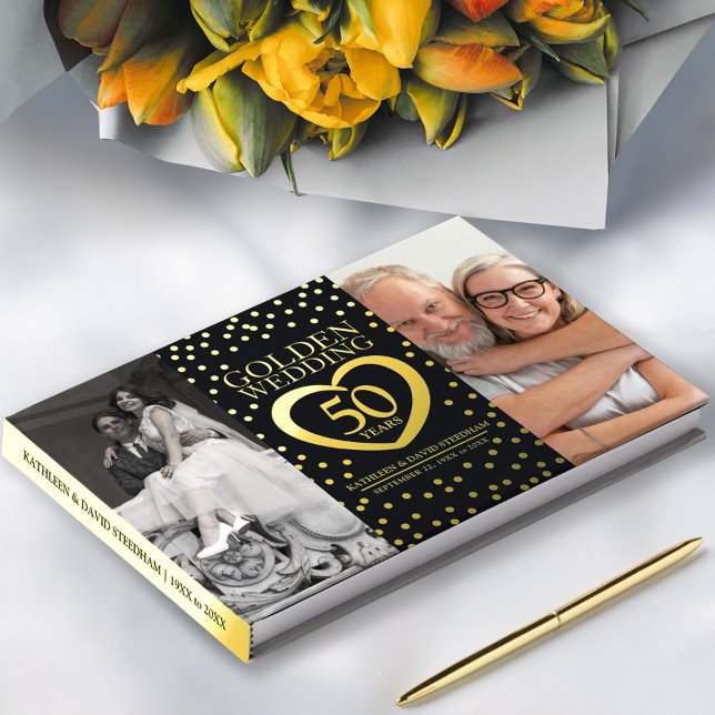 Goldenes Herz 50. Hochzeitstag Fotos schwarz Gästebuch (Von Creator hochgeladen)