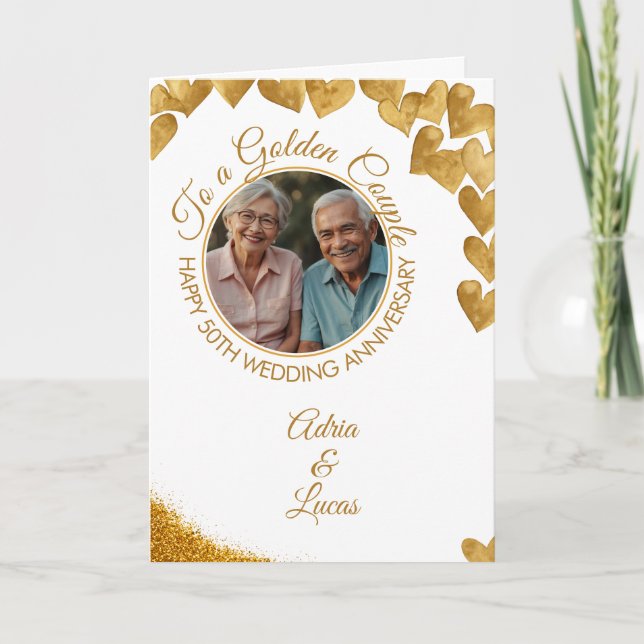 Goldenes Herz 50. Hochzeitstag Karte (Vorderseite)