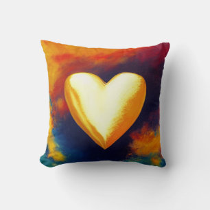 Goldenes Herz auf Abstraktem Background Throw Kiss Kissen