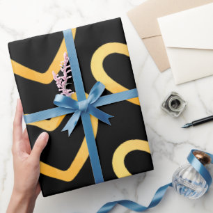 Goldenes Herz auf schwarzem Hintergrund Geschenkpapier