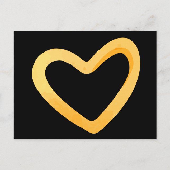 Goldenes Herz auf schwarzem Hintergrund Postkarte (Vorderseite)