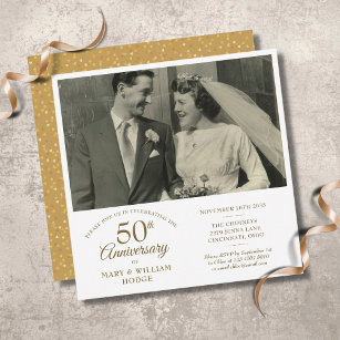 Goldenes Herz Confetti Hochzeit Foto 50 Jahre Jubi Einladung