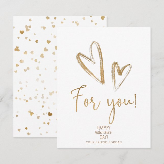 Goldenes Herz - Glücklicher Valentinstag Mitteilungskarte (Vorne/Hinten)